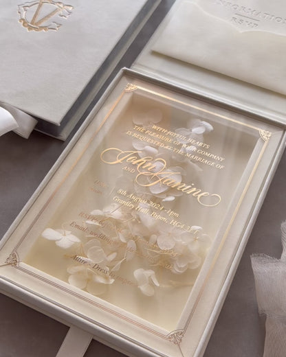 Cream Velvet Boxed Invitations